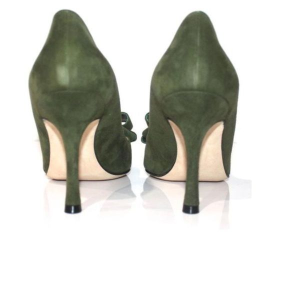MANOLO BLAHNIK FOREST GREEN SUEDE PUMPS SIZE 9.5 - Picture 3 of 4